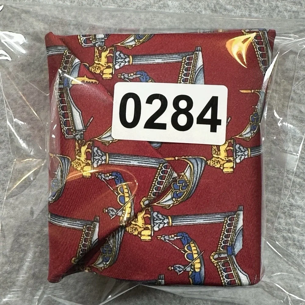 Venezia Mens Neck Tie Silk Burgundy/Gold Gondolas Print 100% Silk Made In Italy